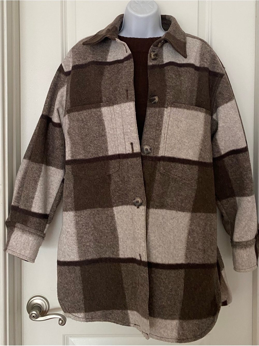 H&M Plaid Oversized Shacket Fall Country Layered Shirt Large?